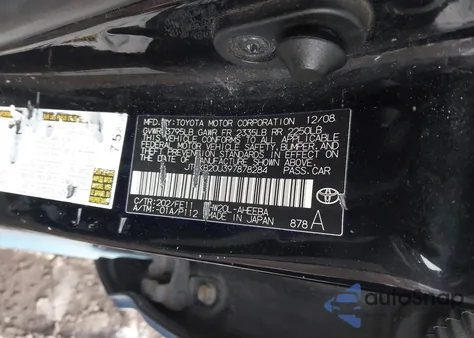 2009 Toyota Prius from USA, damaged, VIN JTDKB20U397878284